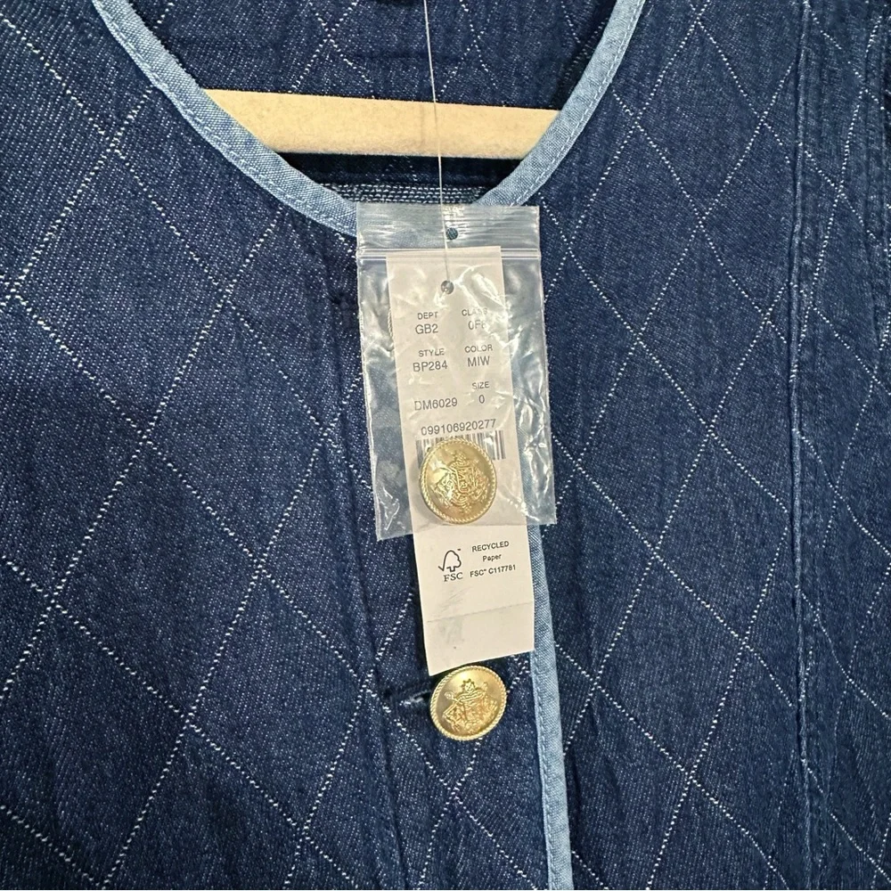NWT J.Crew Quilted denim lady jacket and skirt‎ set Size 0